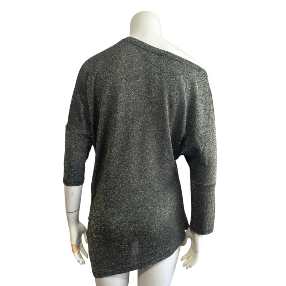 Oltre Asymmetrical Tunic Top Dark Metallic Gold Womens 8 Italian Evening Sparkle - Picture 5 of 11